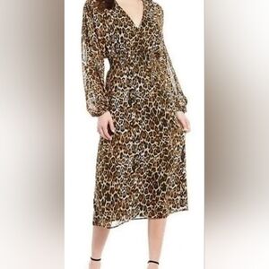 Wayf Gabrielle Leopard Long Sleeve Dress